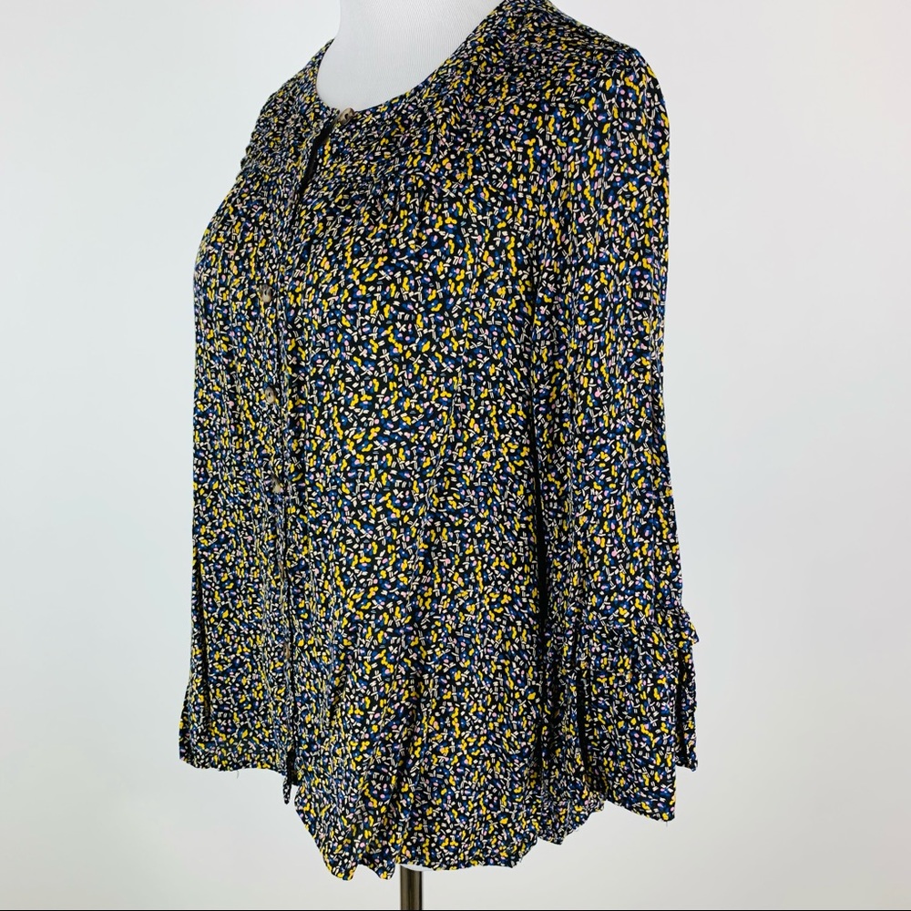 Anthropologie Maeve Printed Ruffle Sleeve Top Sz M - Picture 6 of 11
